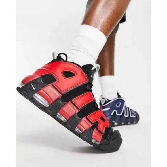 *  8 WOMEN'S NIKE AIR MORE UPTEMPO BLACK RED / BLUE DM0017-001 BASKETBALL - Picture 1 of 9
